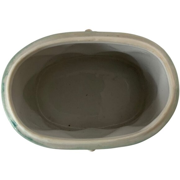 Vintage Vanity Hidden Lint Brush in Ceramic Box With Floral Design Gold Accents - Picture 6 of 7